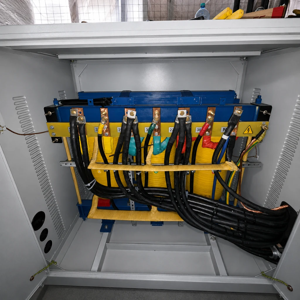 Detalle de conexiones organizadas en gabinete eléctrico